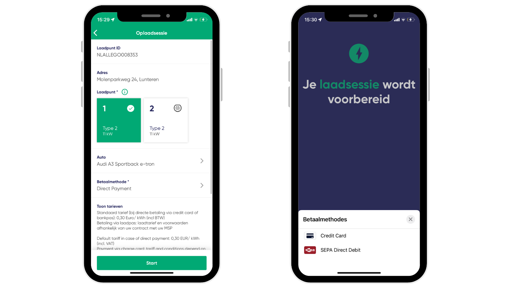 Hoe kan ik laden met een creditcard